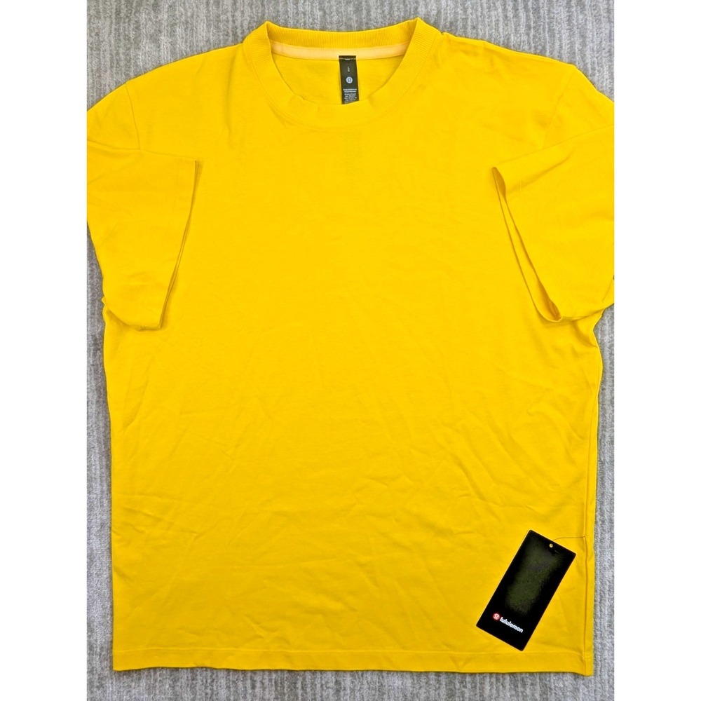 Lululemon Mens Heavyweight Cotton Jersey T-Shirt Yellow LM3FBSS MZYW Size L NEW